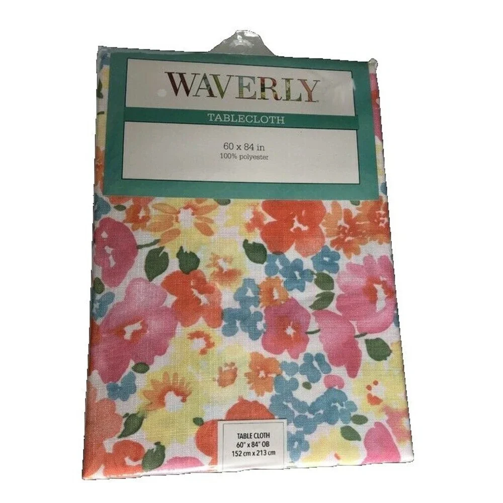 Waverly Fabric Tablecloth Shi Shi Spring Summer Floral 60x84 Oblong Easy Care